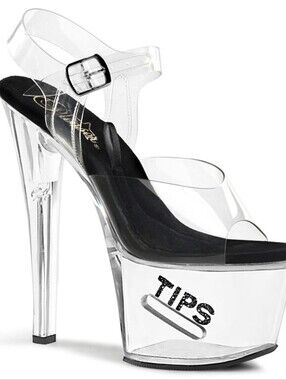 Pleaser Clear Platform Heels with Black Insole
